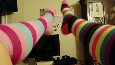Sexy Whore Bitch Shows off Sexy Socked Feet