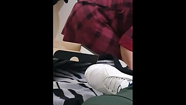 Step mom pulled off pantyhose and fuck step son in front of daughter