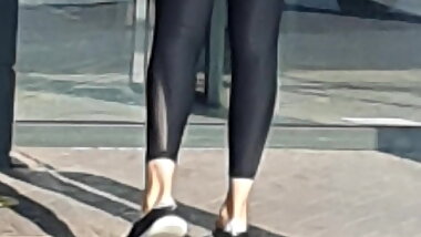 Step mom fucked through black leggings by step son no condom