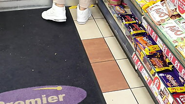 Step mom fucked through panties by step son in supermarket
