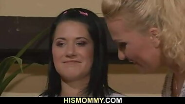 Old mom seduces her son's girl