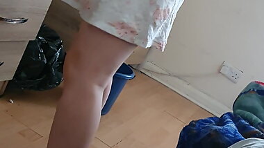 Step mom caught naked by step son fucked before dad woke up