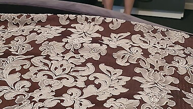 Horny step mom changing thongs in front of step son