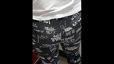 Step mom stuck into sink get fucked by step son through leggings