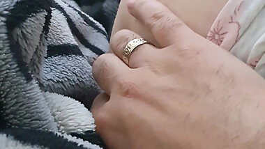 Step son hand pull off panties from step mom and fuck