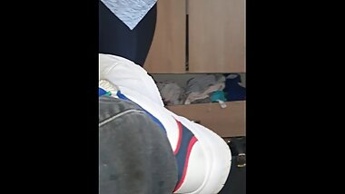 Step mom Huge Cumshot on Leggings after fuck with step son into daughter room