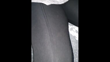 Step mom make step son Cumming in her Leggings and Pull them up after Stretching pussy