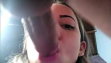 Step mom mouth goes deep into step son cock until cum