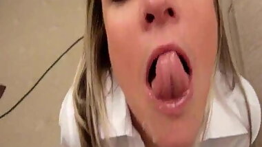 Gagging milf gets to work on some pole