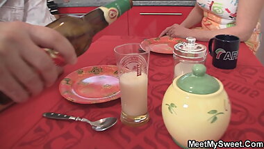 Son&rsquo;s girlfriend getting fucked by horny old couple