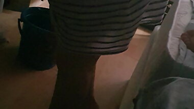 Step mom pulled off panties showing pussy to step son