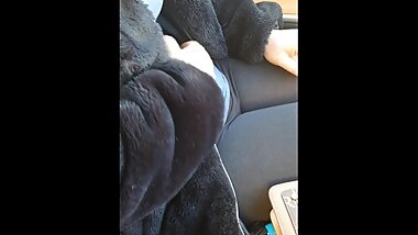 Step mom in leggings get fucked in the car by step son while dad shopping