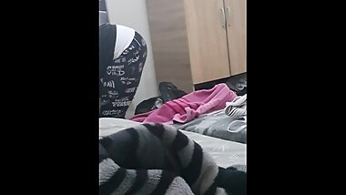 Step mom in Leggings goes for Risky fuck into step son room before dad woke up