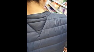 Step mom fucked from behind in supermarket by step son