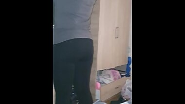 Step mom morning fuck in leggings with step son