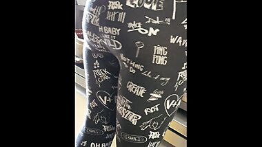 Step son cumming into step mom leggings and Pull them up after fuck