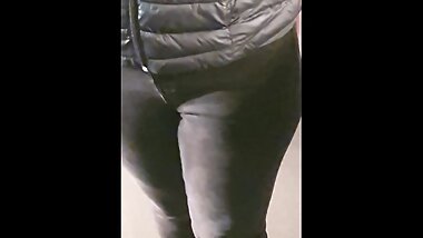 Step mom let step son fuck and Cum on her Jeans in restaurant