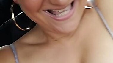 Car sex on the road with a hot girl in public