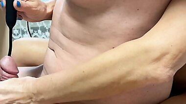 Stepmom milf massage and urethra insertion milking cock sex toys fetish