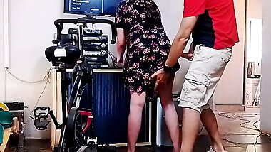 Stepmom letting creampie her pussy after she caught me masterbating