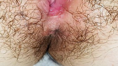 Cum on my stepmom's beautiful hairy pussy.