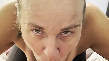 Mature saggy boobs POV Blowjob cum in mouth swallowing every last drop!
