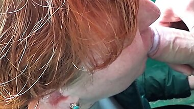 MILF Slut Sucks Her Stepson on Public Stairs