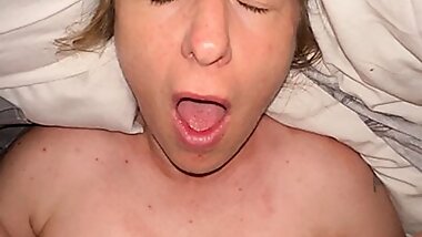 Mom shares bed and begs stepson not to cum in her, but enjoys his cock