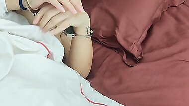 Stepmother pleasures stepson with her feet, next to lover with pantyhose