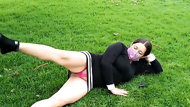 Latina Slut Stepmom Shows Her Underwear And Vagina In The Park 1-2