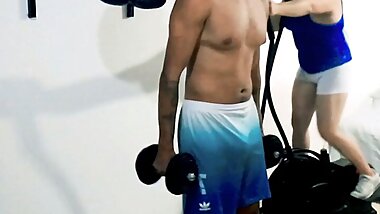 Family Threesome - Colombian Hotwife Fucks With Her Stepson And Her Husband In The Gym Part 1-4