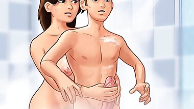 Summertime Saga: StepMom Giving A Handjob Under The Shower - Ep175