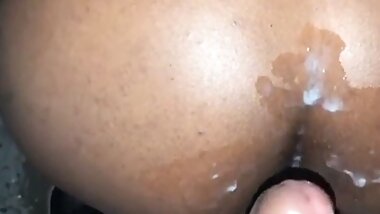 Ebony stepmom sneaks out and fucks her stepson at the beach