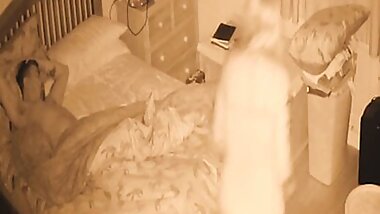 Stepmom is scared to be alone during storm and sneaks into stepson's room, please don't cum in your stepmom's pussy