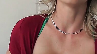 Big Titted MILF Swallows Her Stepson&rsquo;s Huge Pulsating Cock While Her Husband Is On a Business Trip