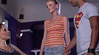 Busty mommy toying son's new girlfriend