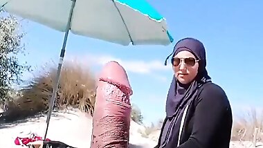 Hijab Mom helps Son to cum on Holiday and on the beach... taboo