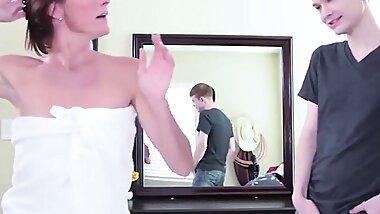 Naughty stepmom Sofie Marie threesome fucked by stepsons