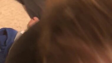 Stepmom sucks stepsons  bbc until he cums